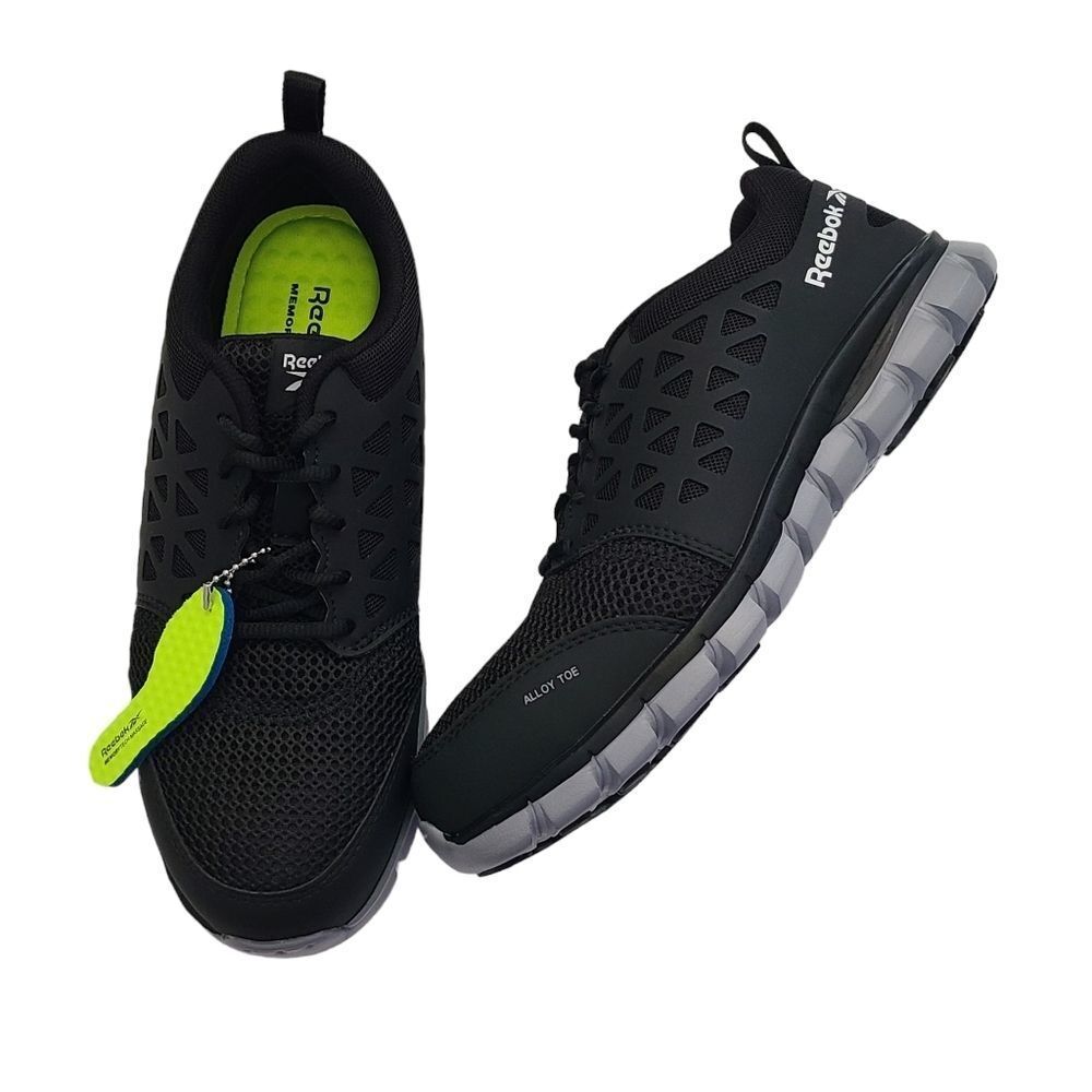 Reebok NIB Men's Sublite Cushion Safety Toe Athletic Work Black Shoe Size 8